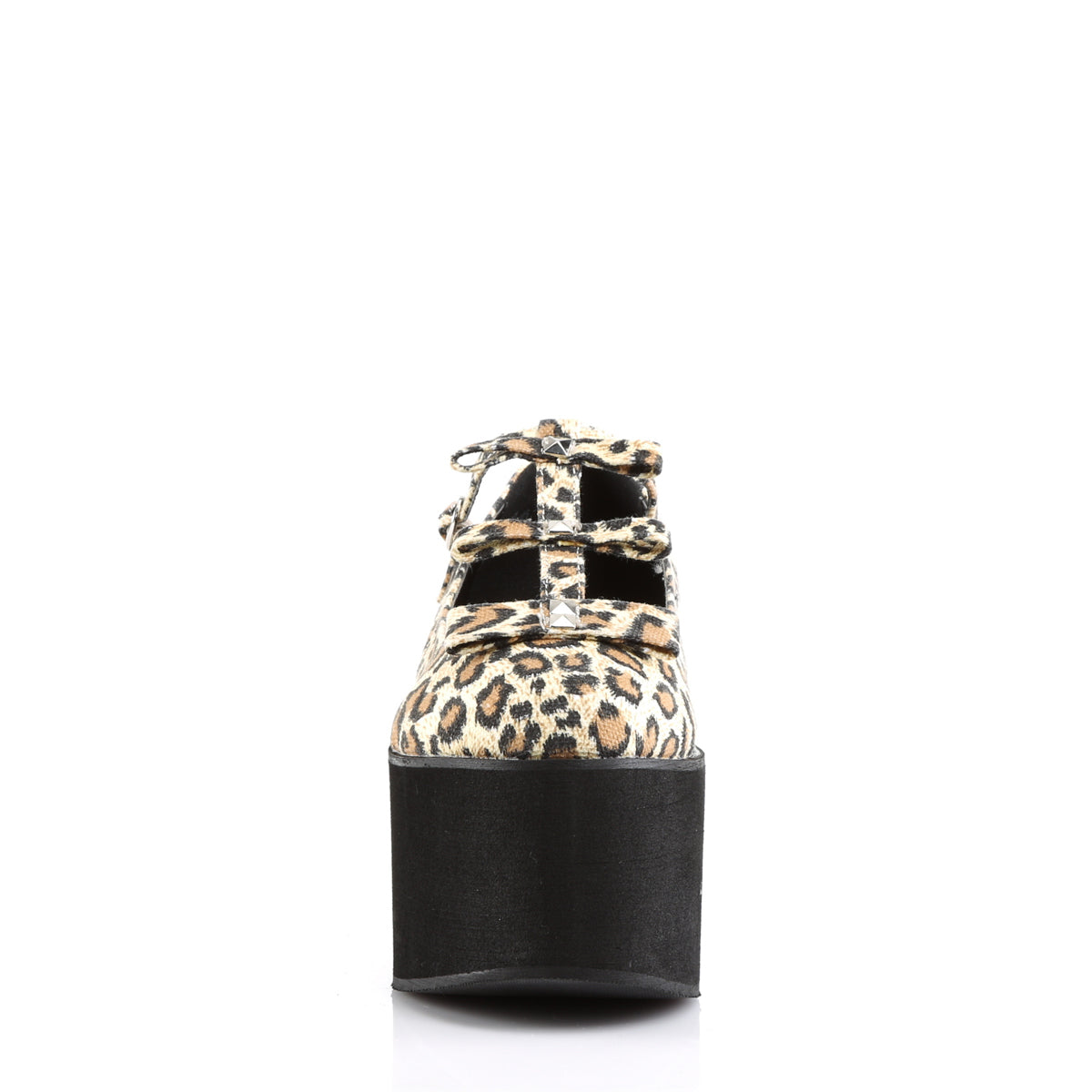 DemoniaCult Pompe da donna CLICK-08 tela di stampa leopardata