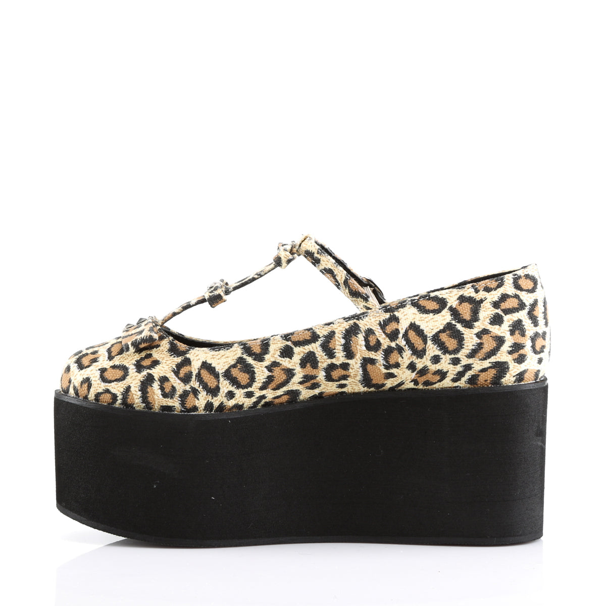 DemoniaCult Pompe da donna CLICK-08 tela di stampa leopardata
