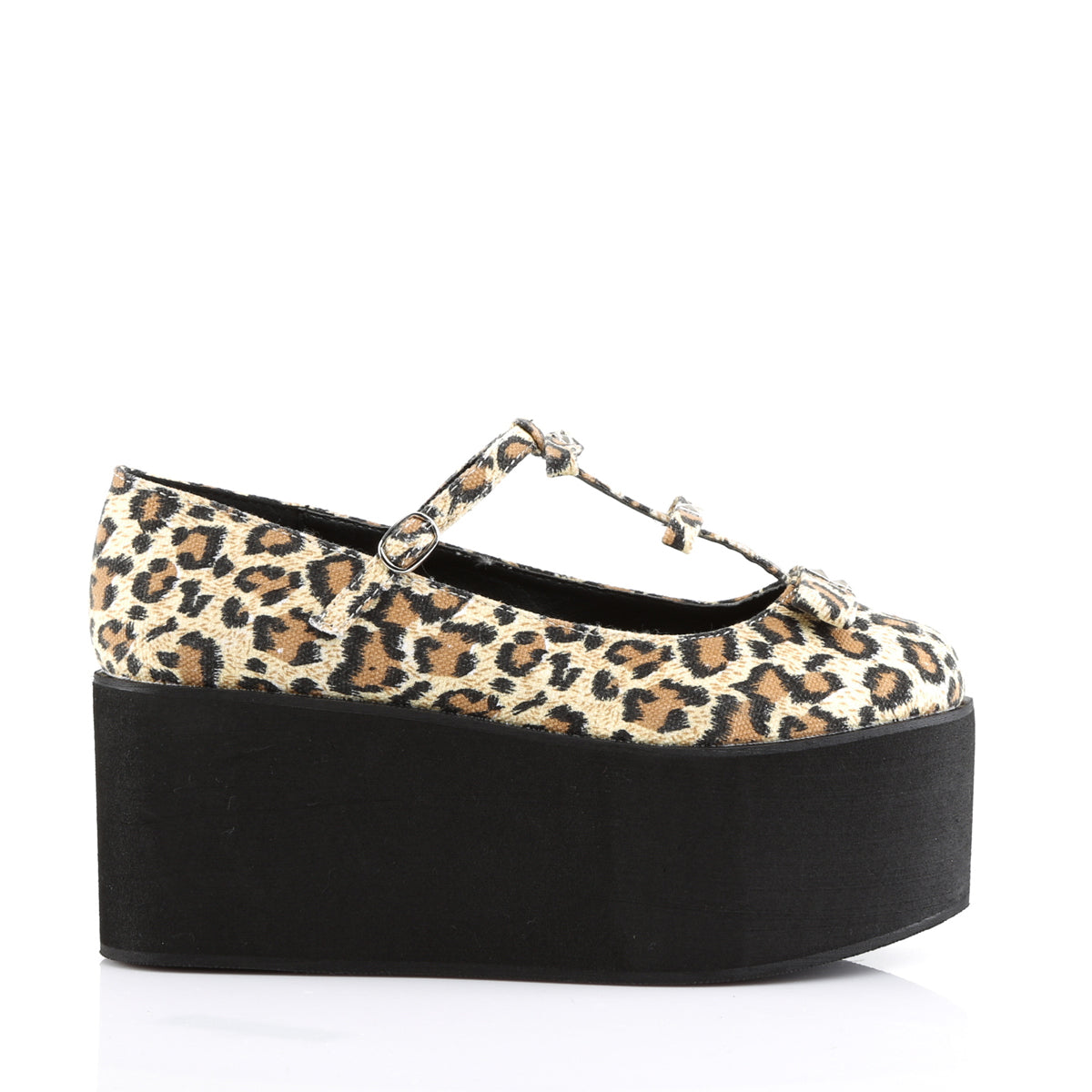 DemoniaCult Pompe da donna CLICK-08 tela di stampa leopardata