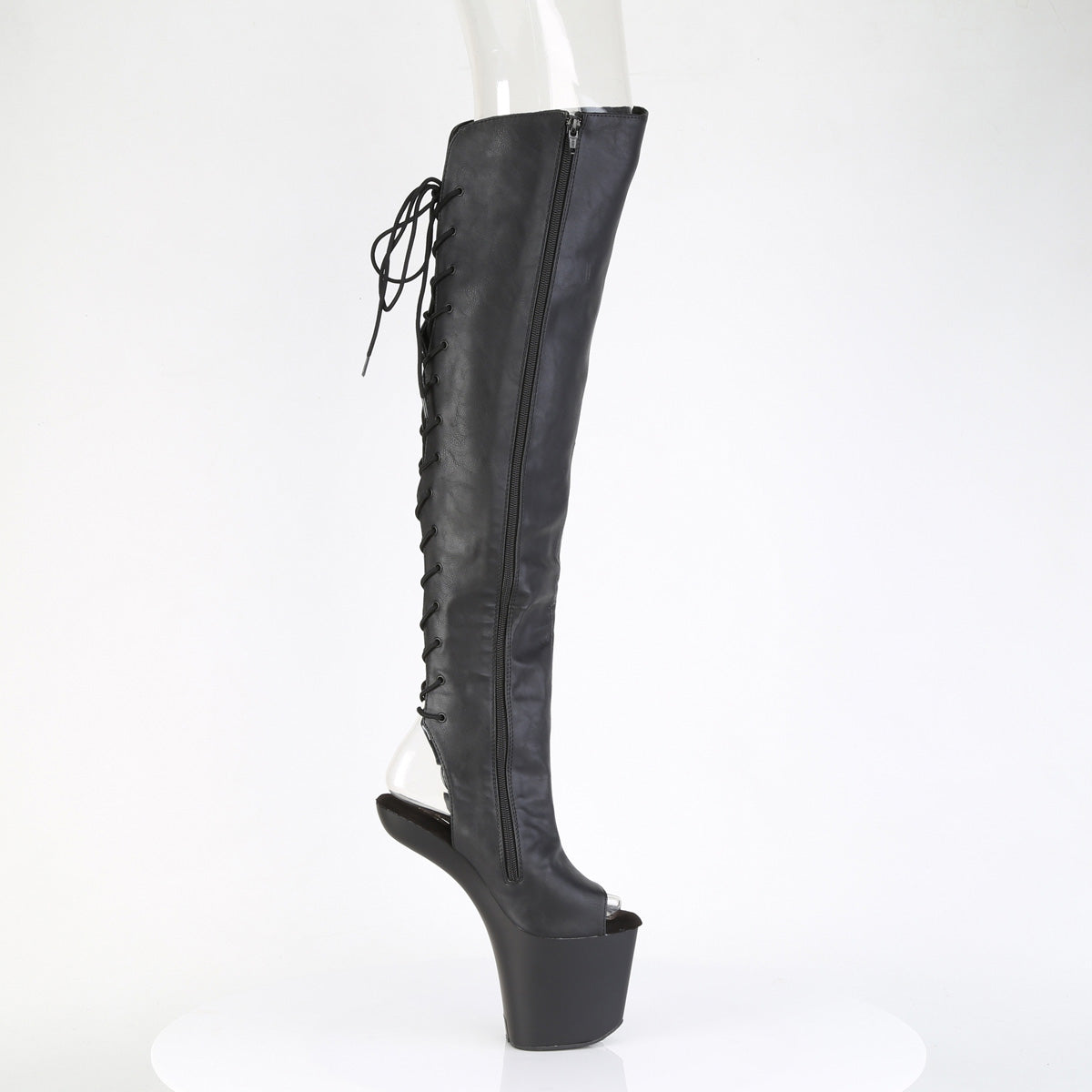 Pleaser Women's Platform Shoes CRAZE-3019 Blk Faux Leather/Blk Matte