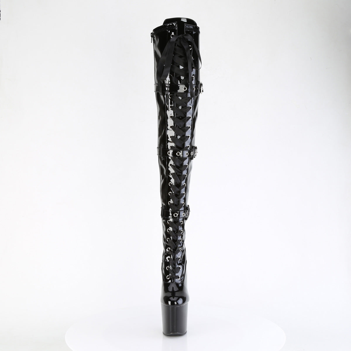 Pleaser Boots CRAZE-3028 Blk Str. Pat/Blk