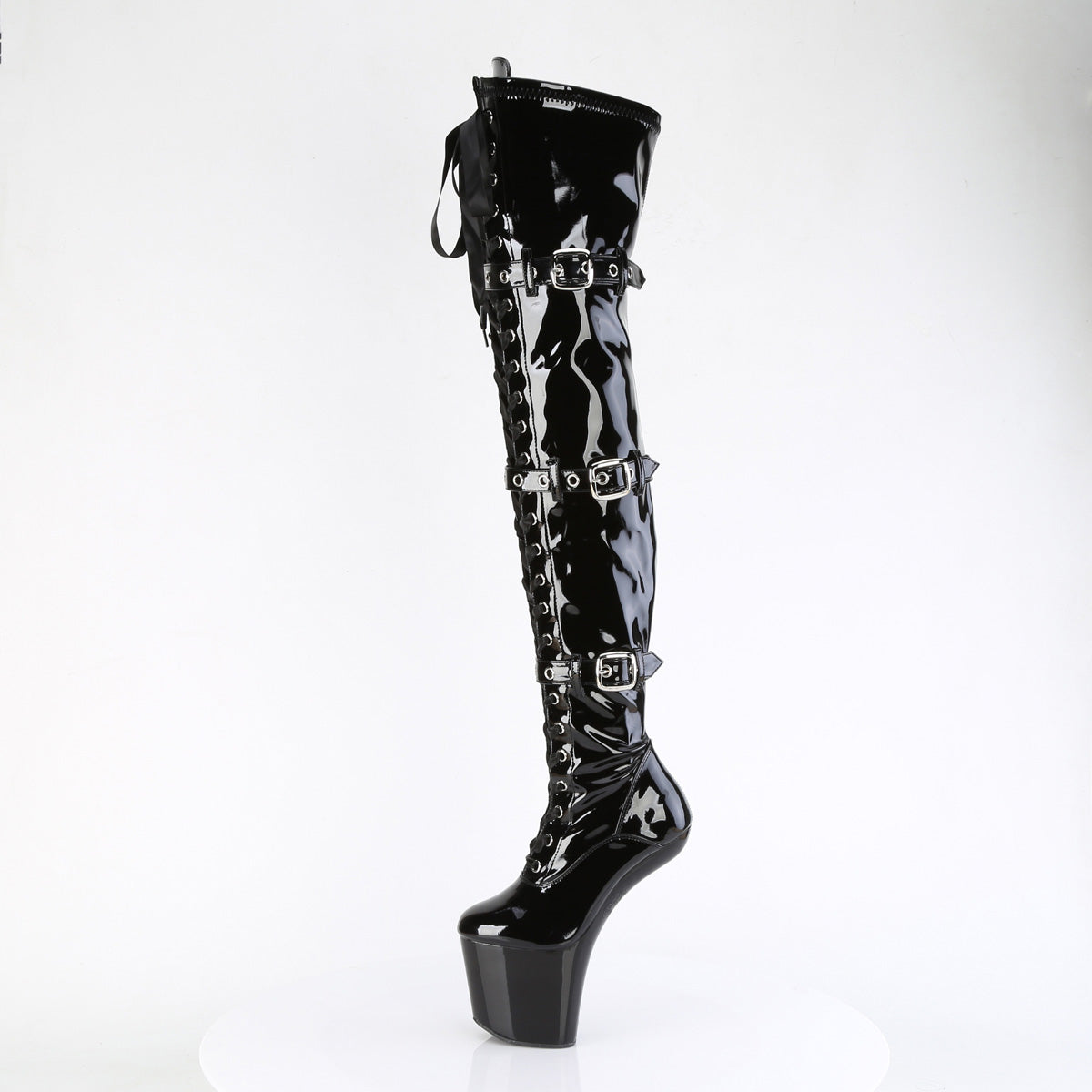 Pleaser Boots CRAZE-3028 Blk Str. Pat/Blk