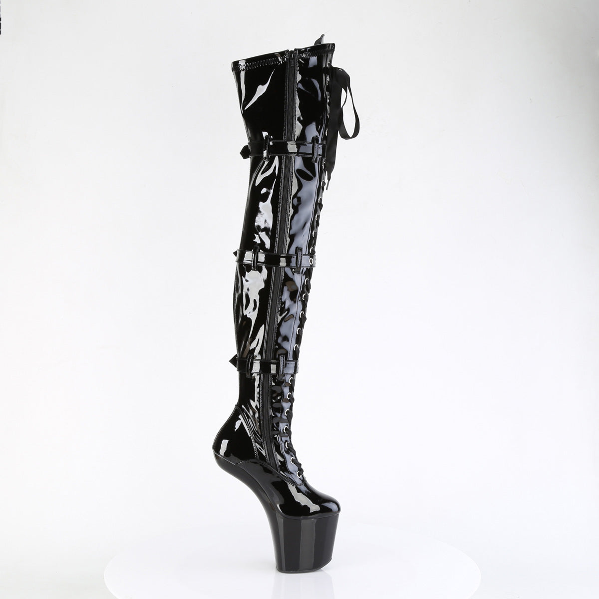 Pleaser Boots CRAZE-3028 Blk Str. Pat/Blk