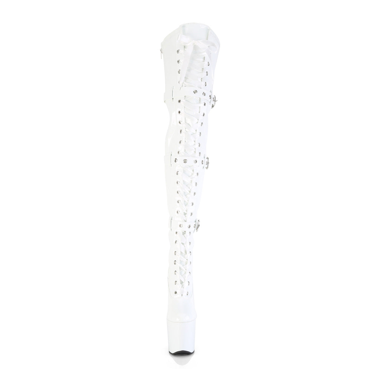 Pleaser Women's Platform Shoes CRAZE-3028 Wht Str. Pat/Wht