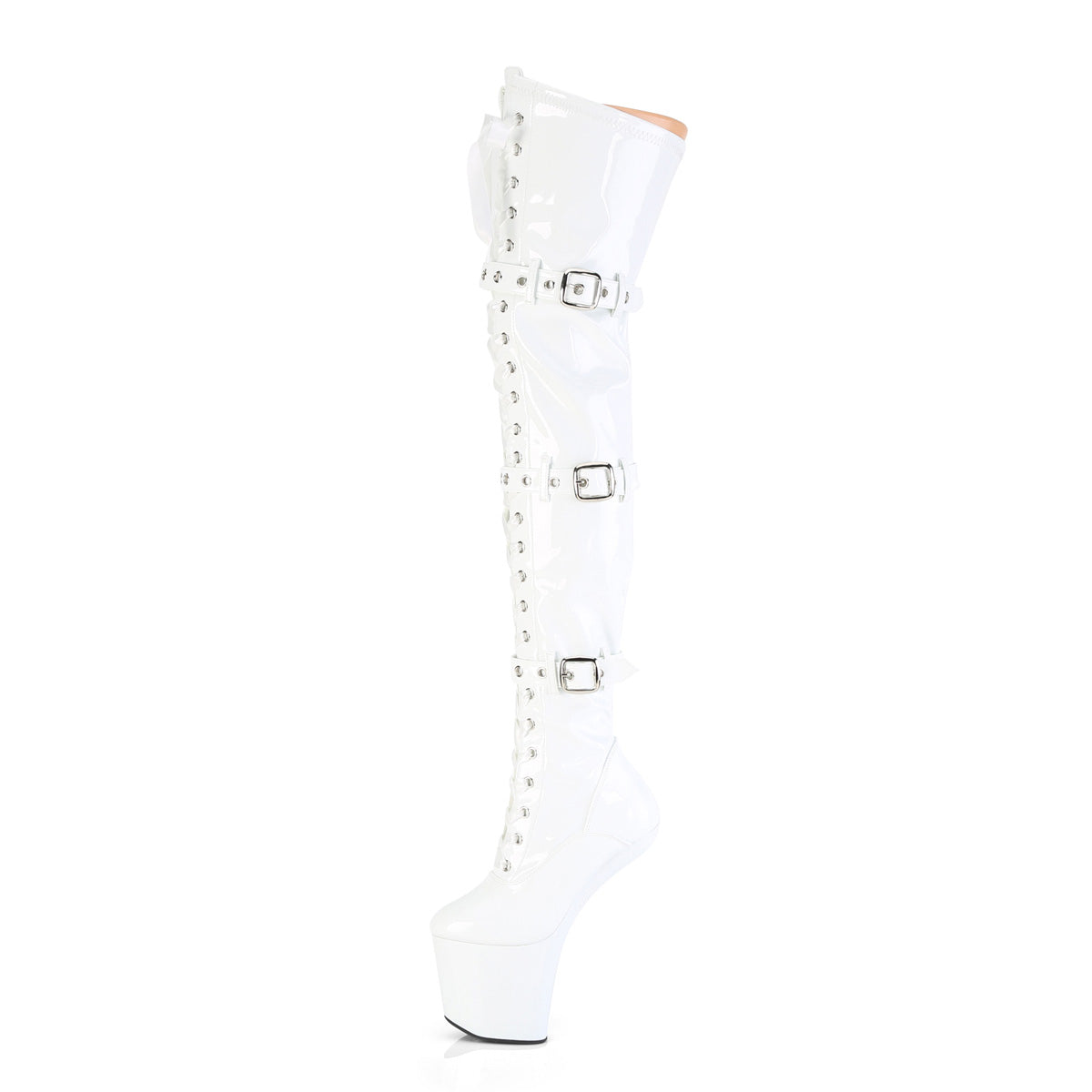 Pleaser Women's Platform Shoes CRAZE-3028 Wht Str. Pat/Wht