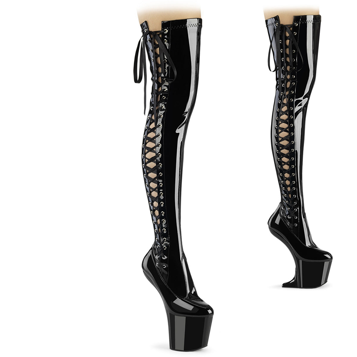 Pleaser Boots CRAZE-3050 Blk Str. Pat/Blk