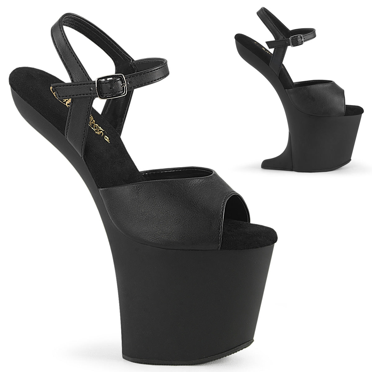Pleaser Sandals CRAZE-809 Blk Faux Leather/Blk Matte