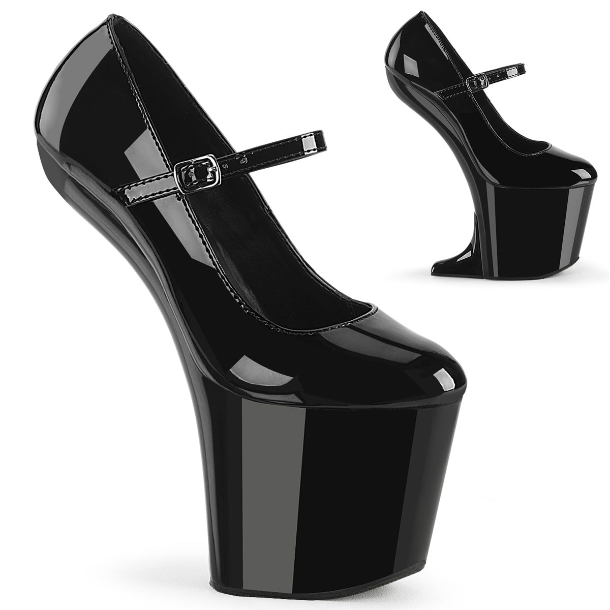 Pleaser Women's Platform Shoes CRAZE-880 Blk Pat/Blk