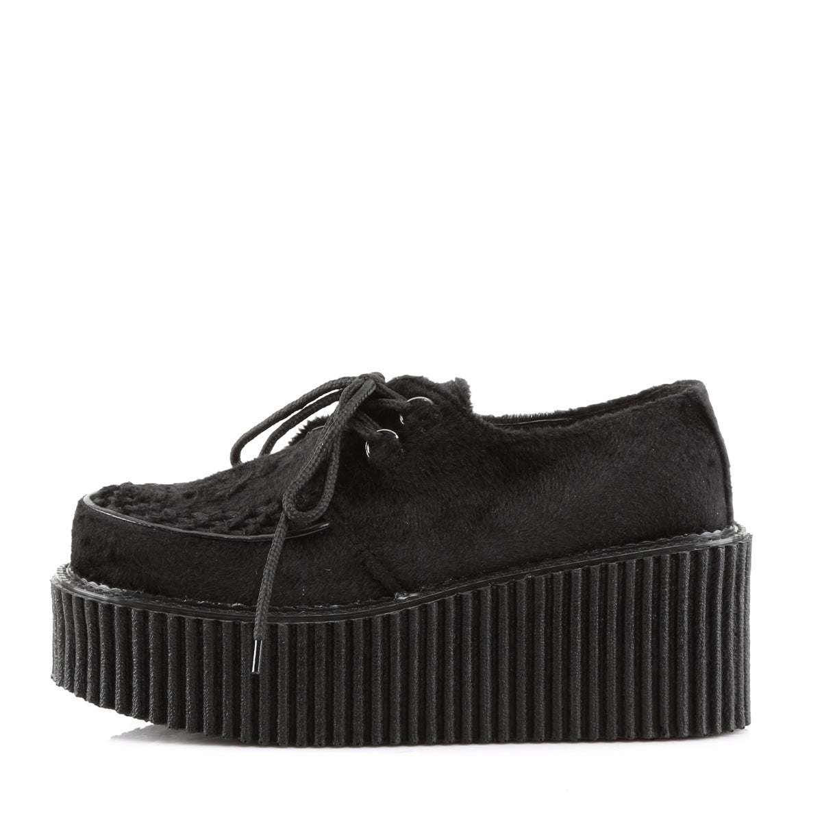 DemoniaCult Scarpa bassa femminile CREEPER-202 pelliccia blk
