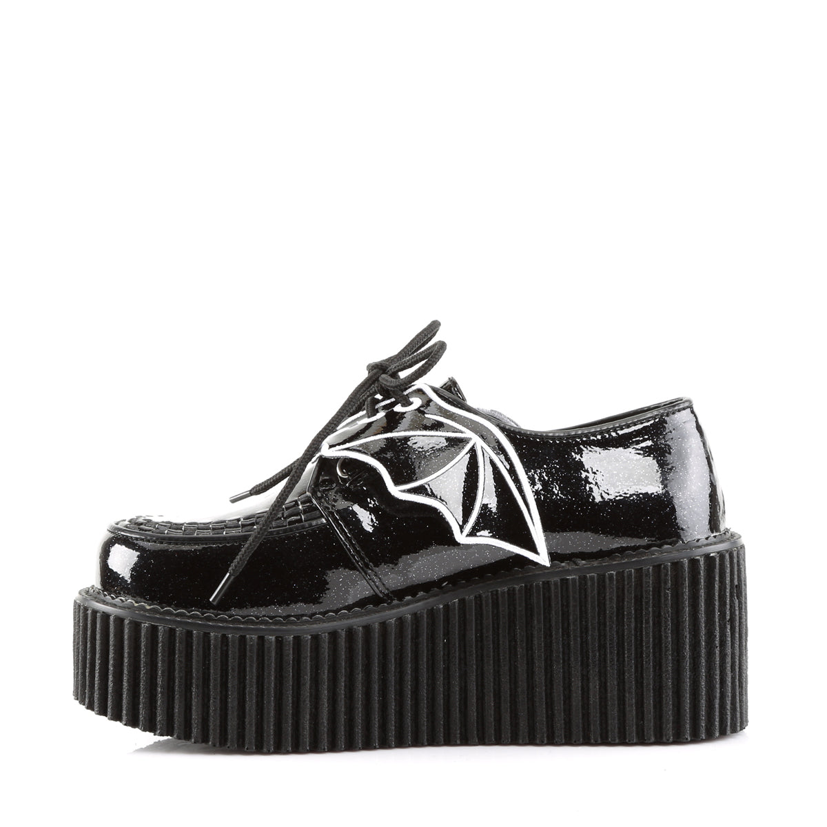 DemoniaCult Scarpa bassa femminile CREEPER-205 vinile glitter blk