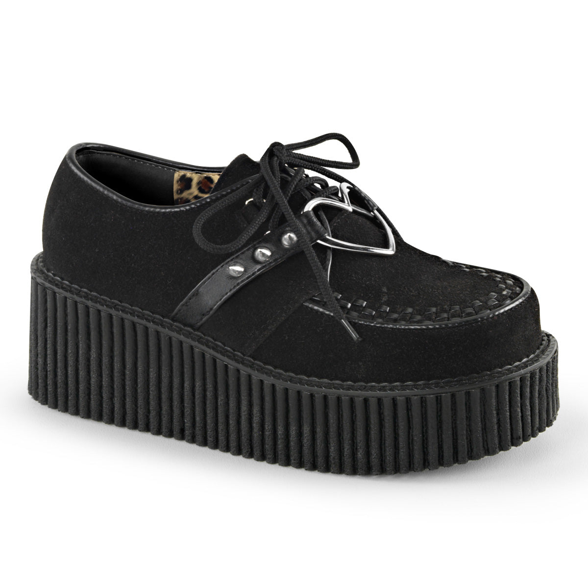 DemoniaCult Scarpa bassa femminile CREEPER-206 in pelle vegana blk in pelle scamosciata vegana