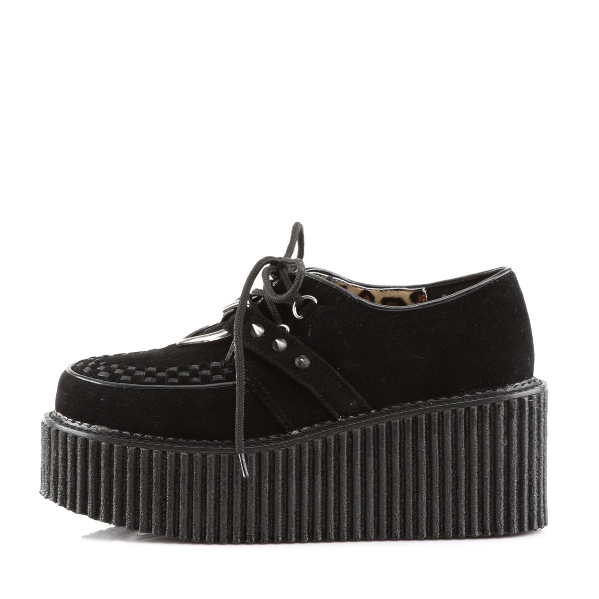 DemoniaCult Scarpa bassa femminile CREEPER-206 in pelle vegana blk in pelle scamosciata vegana