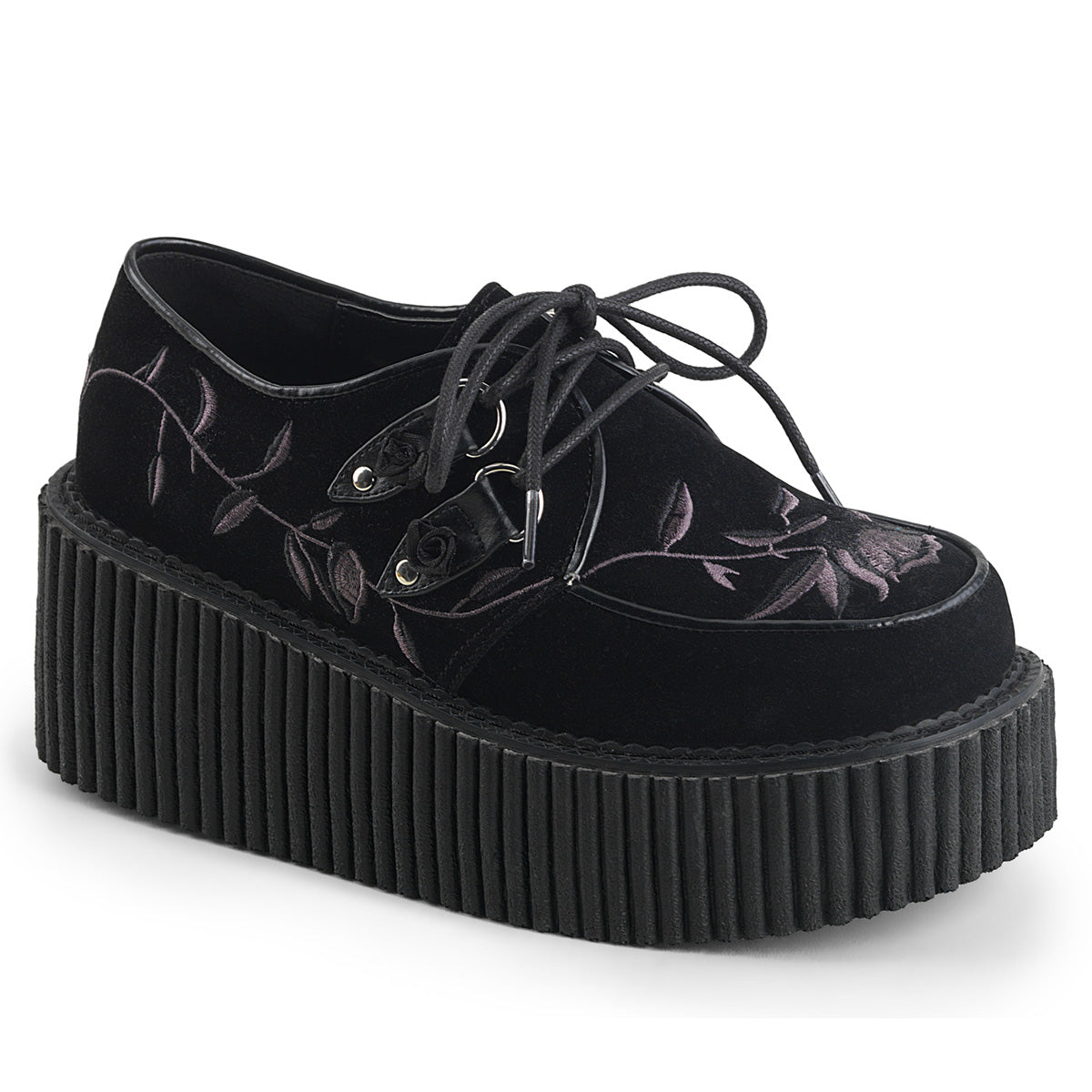 DemoniaCult Scarpa bassa femminile CREEPER-219 velluto BLK