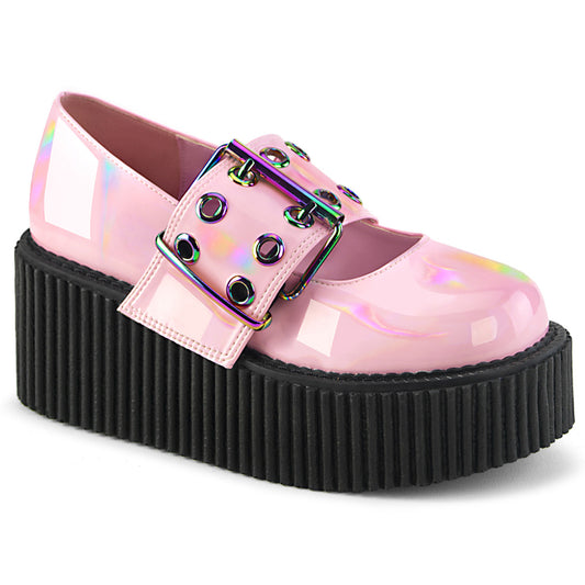 DemoniaCult  Scarpa bassa CREEPER-230 B. Pink Holo Pat