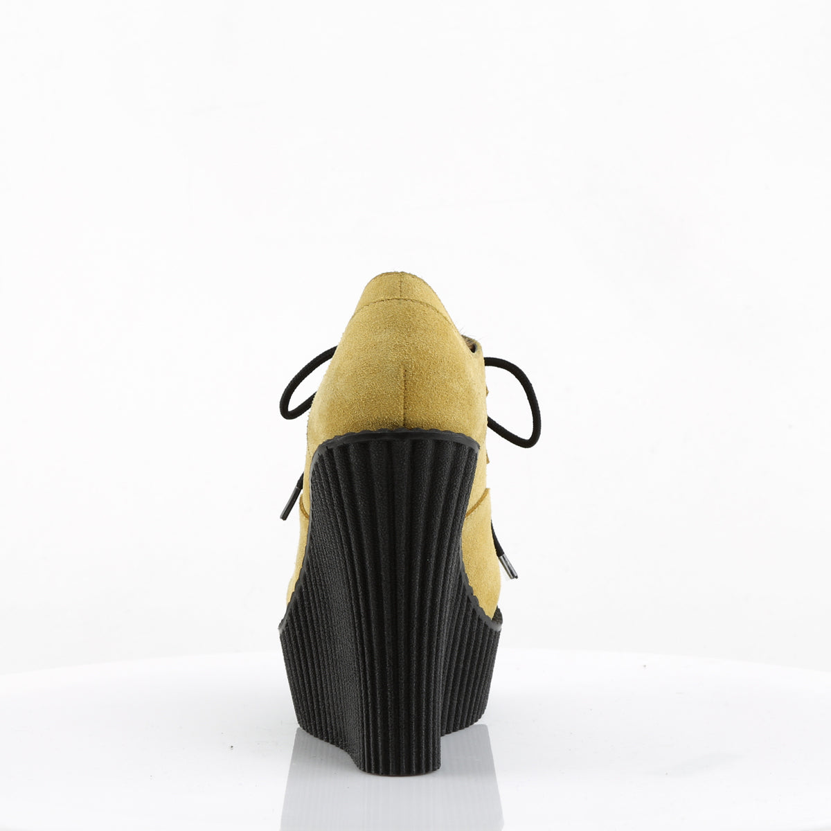 DemoniaCult Womens Low Shoe CREEPER-304 Mustard Vegan Suede-Leopard Printed Ponly Hair