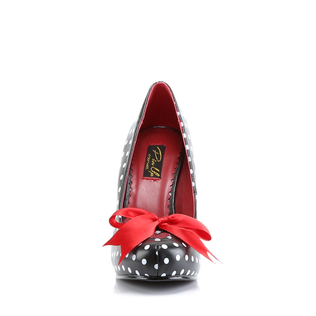 Pin Up Couture Womens Pumps CUTIEPIE-06 Blk-Wht Pu (Polka Dots Print)