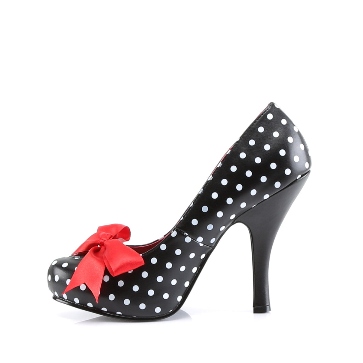 Pin Up Couture Womens Pumps CUTIEPIE-06 Blk-Wht Pu (Polka Dots Print)