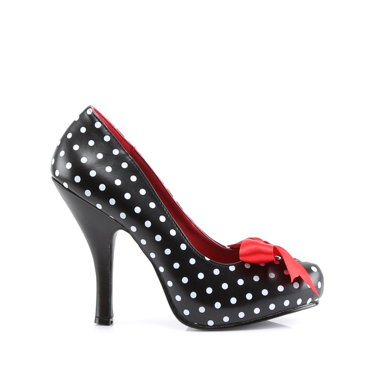 Pin Up Couture Womens Pumps CUTIEPIE-06 Blk-Wht Pu (Polka Dots Print)