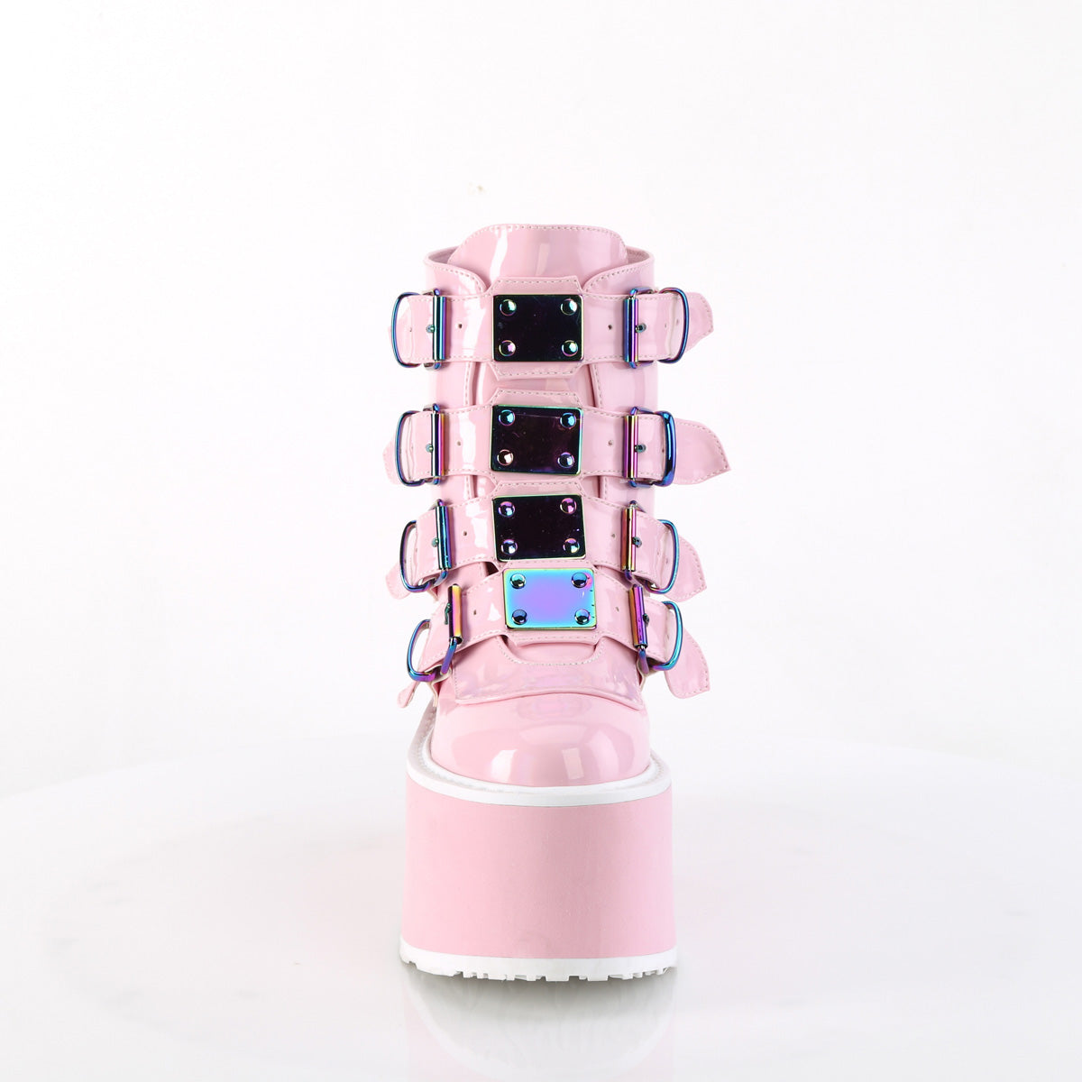 DemoniaCult Stivali alla caviglia DAMNED-105 B. Pink Holo Pat