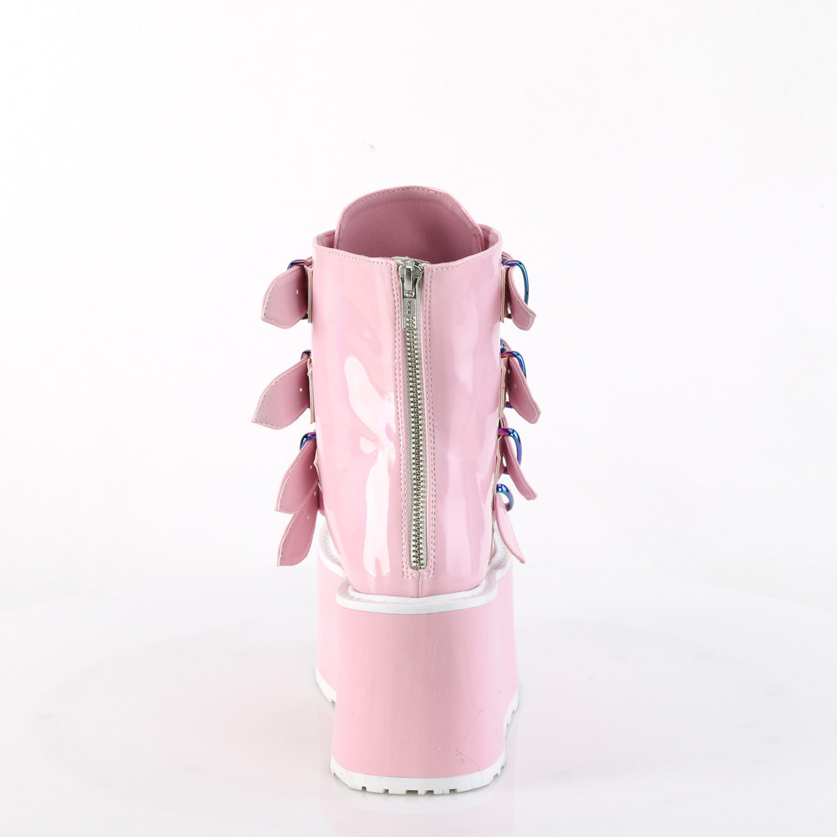 DemoniaCult Stivali alla caviglia DAMNED-105 B. Pink Holo Pat