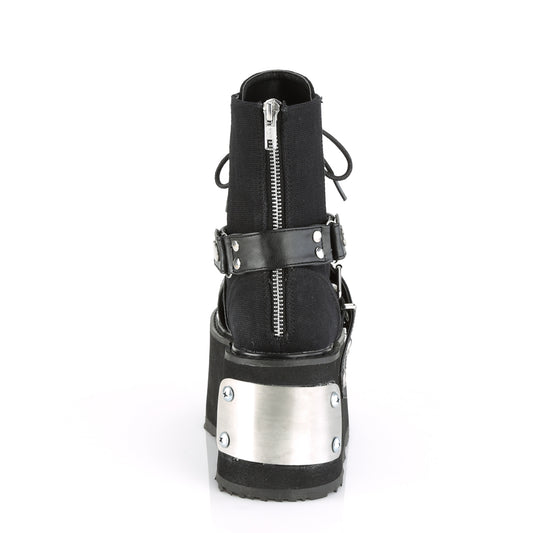 DemoniaCult Stivali alla caviglia femminile DAMNED-116 pelle tela blk