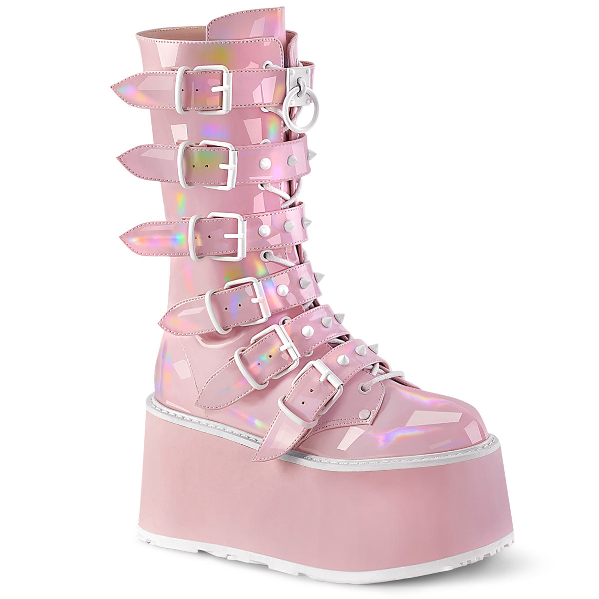 DemoniaCult Stivali DAMNED-225 B. Pink Holo Pat