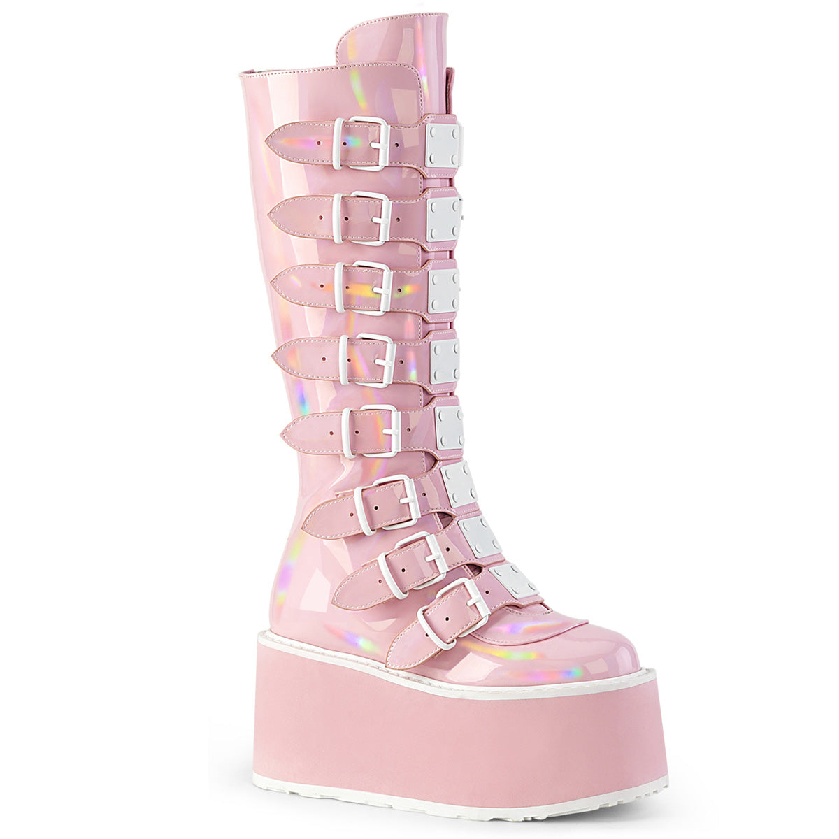 DemoniaCult Stivali DAMNED-318 B. Pink Holo Pat