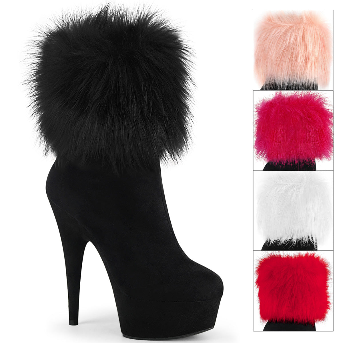Pleaser Stivaletti da donna DELIGHT-1000 BLK FAUX SAMEED / BLK FAUX Suede Suede
