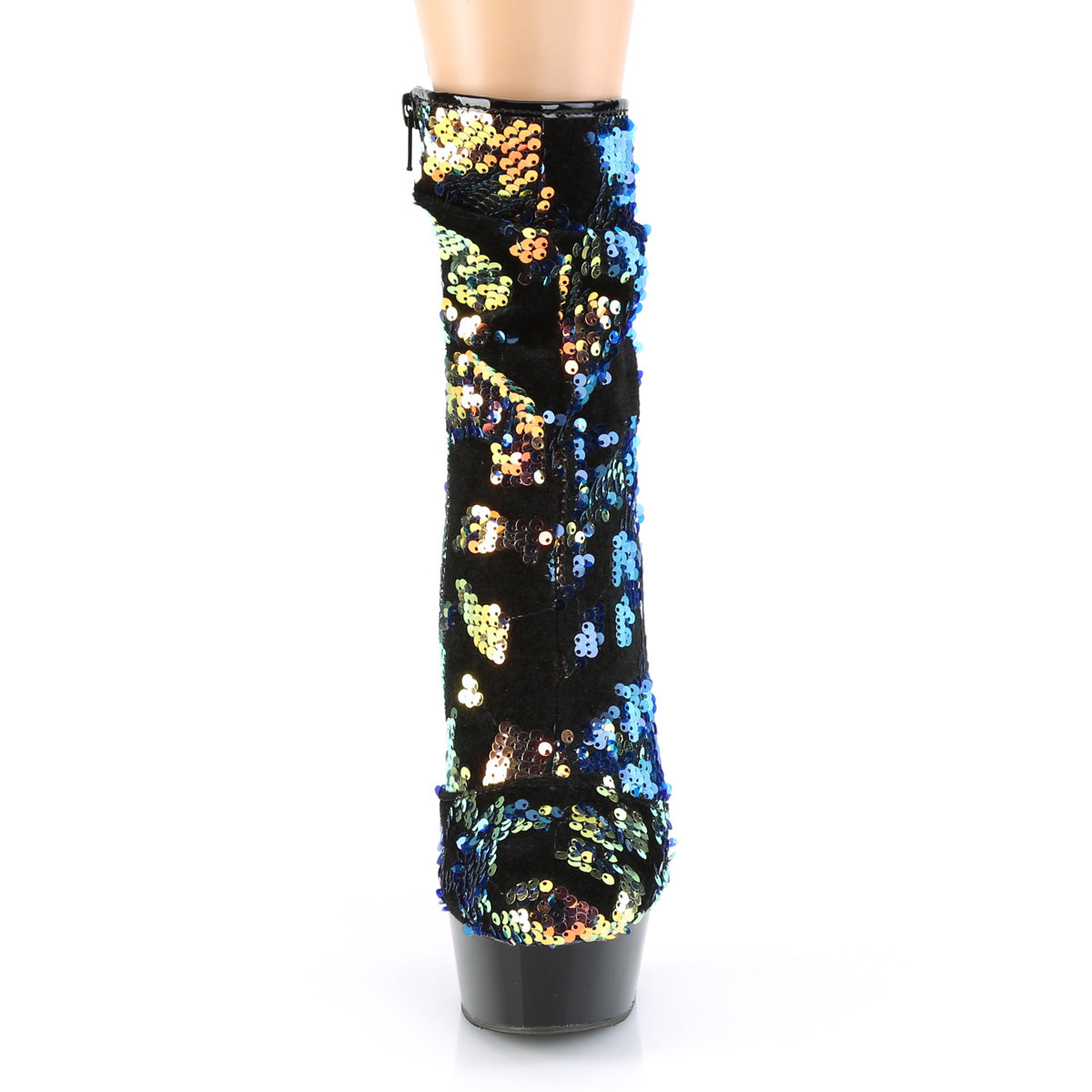 Pleaser Stivaletti da donna DELIGHT-1004 Paillettes blue iridescenti / BLK