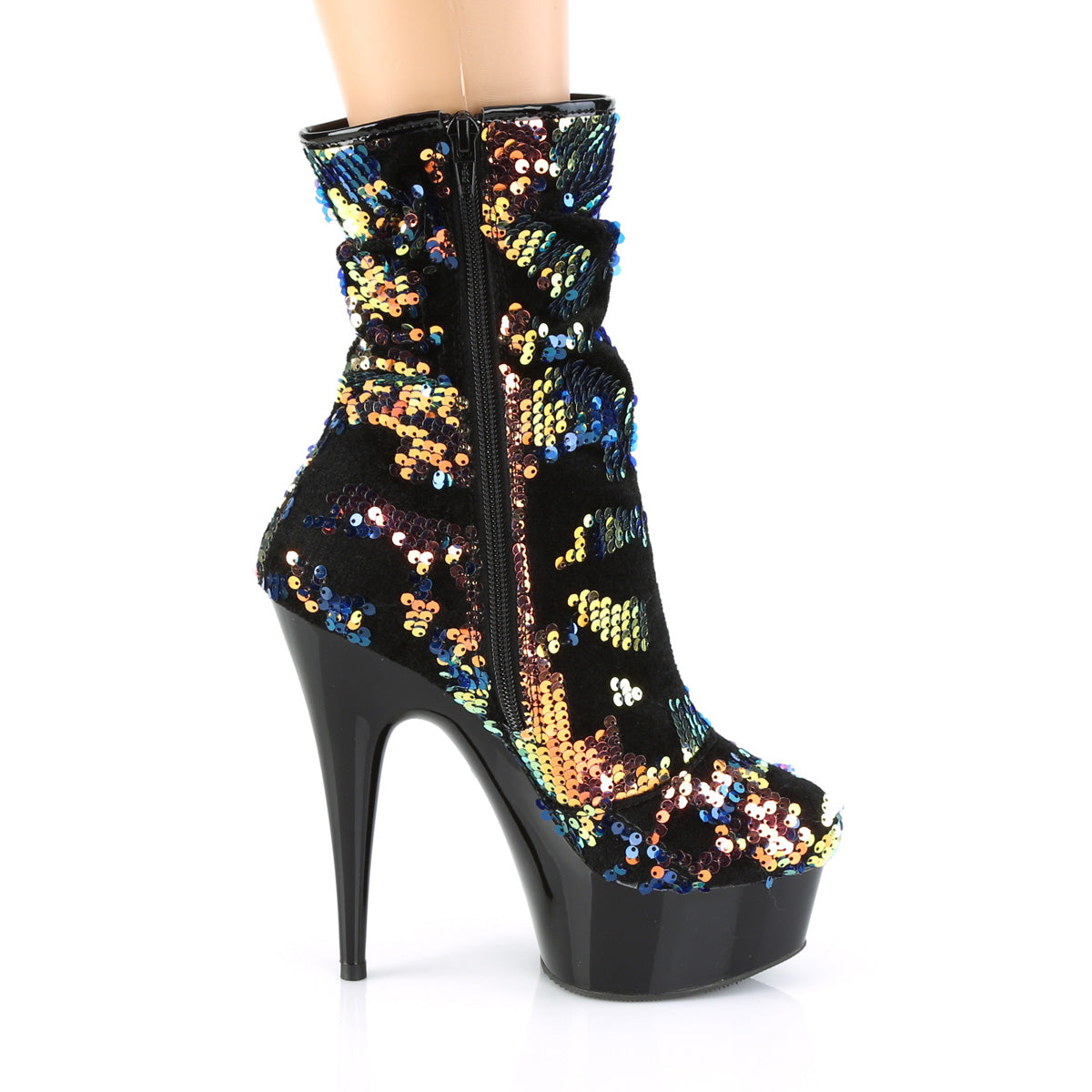 Pleaser Stivaletti da donna DELIGHT-1004 Paillettes blue iridescenti / BLK