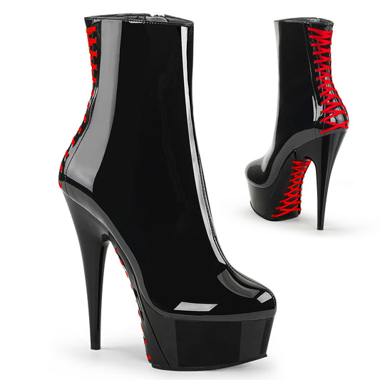 Pleaser Stivaletti da donna DELIGHT-1010 BLK PAT-RED / BLK