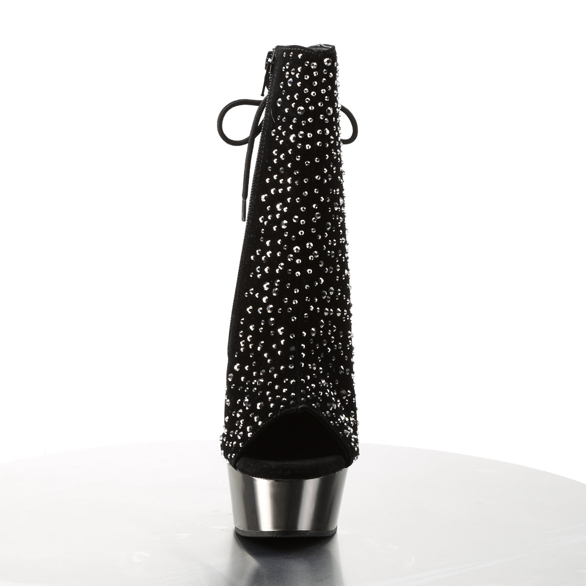 Pleaser Stivaletti da donna DELIGHT-1018RS BLK Velvet-Pyter Rs / Pewter Chrome