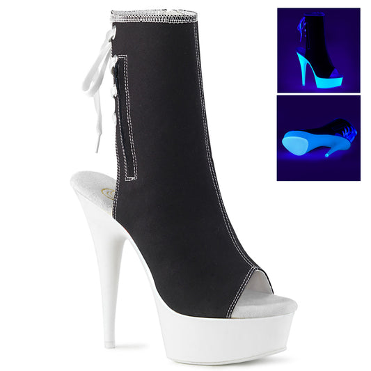 Pleaser Stivaletti da donna DELIGHT-1018SK BLK Canvas / Neon Bianco