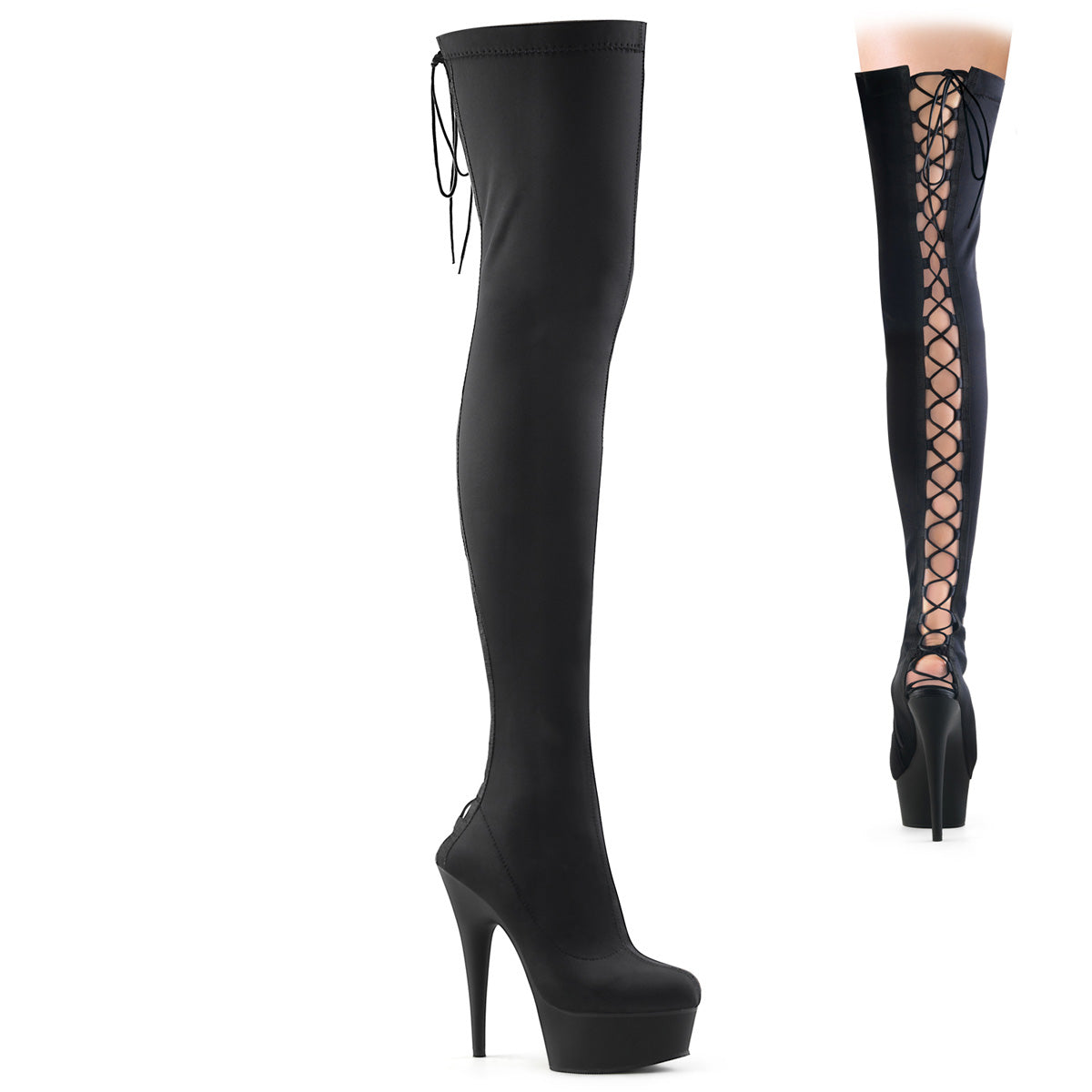 Pleaser Stivali da donna DELIGHT-3003 Blk Lycra / Blk Matte