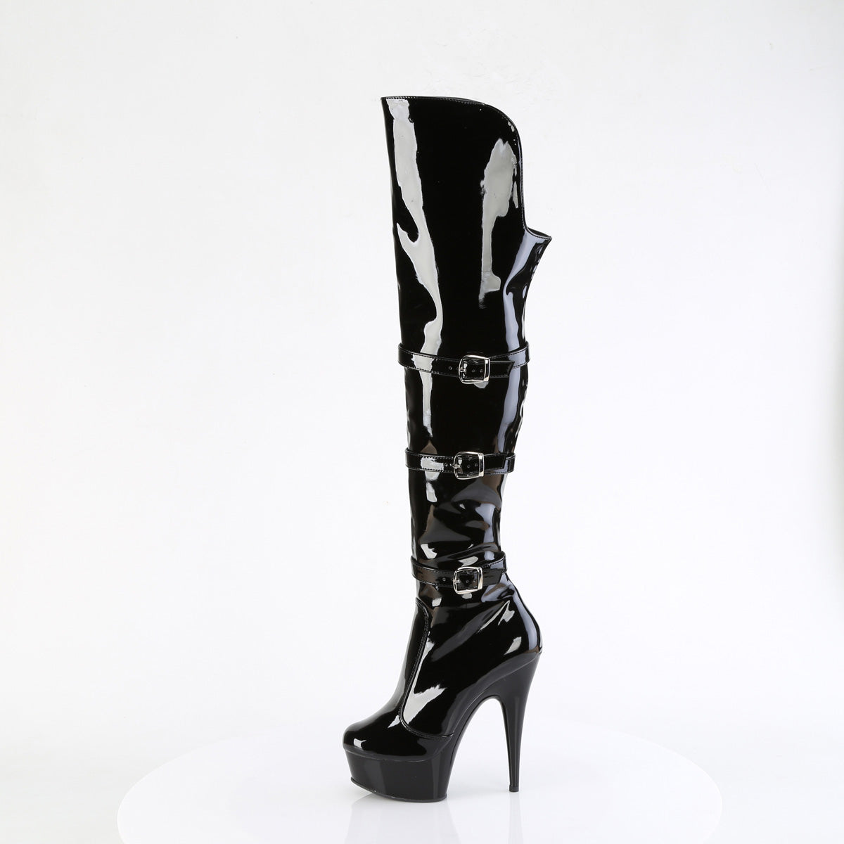 Pleaser DELIGHT-3018 Blk Str. Pat/Blk