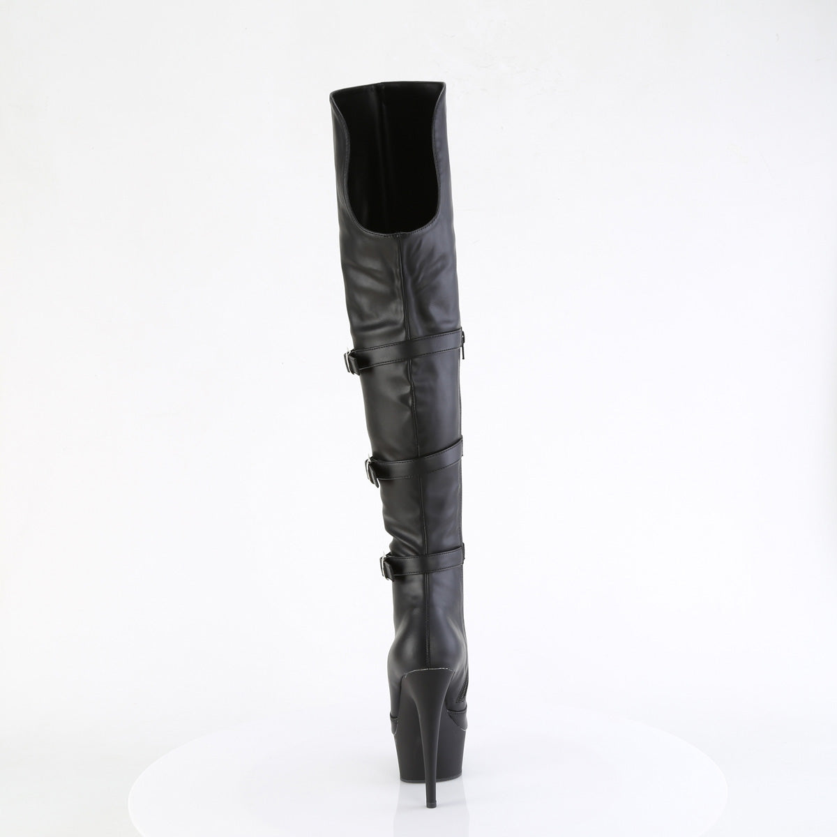 Pleaser DELIGHT-3018 Blk Str. Faux Leather/Blk Matte