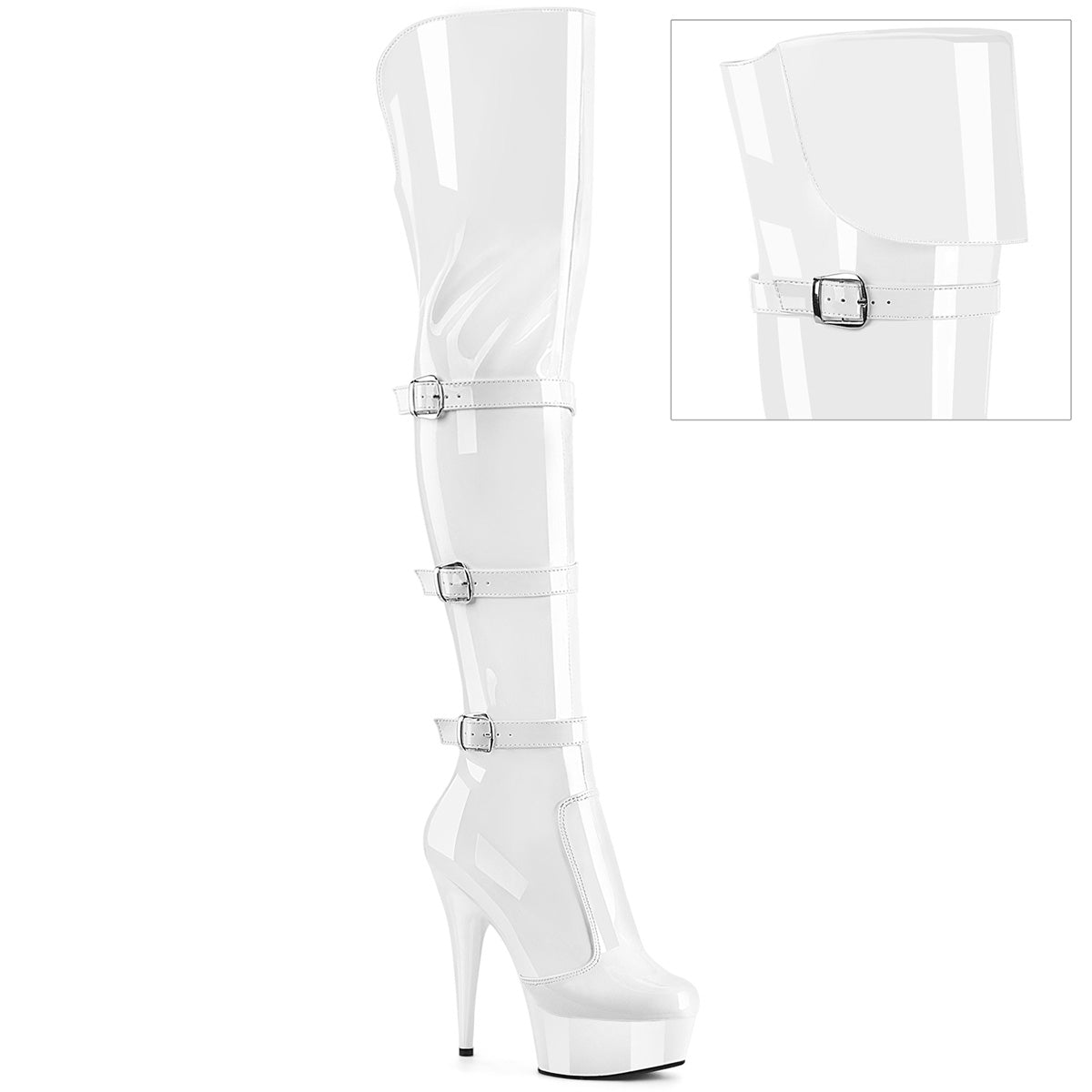 Pleaser DELIGHT-3018 Wht Str. Pat/Wht