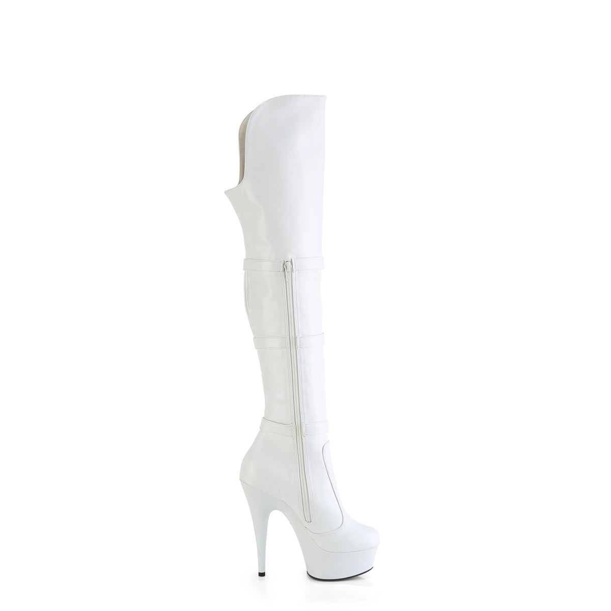 Pleaser DELIGHT-3018 WHT STR. Funco in pelle/wht opaco