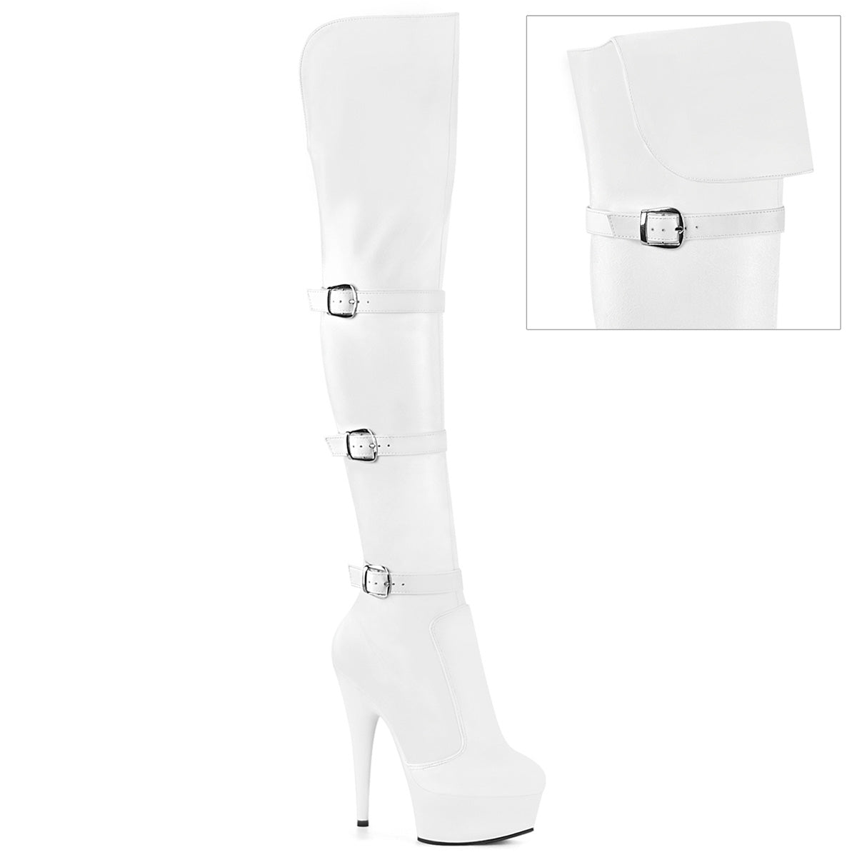 Pleaser DELIGHT-3018 WHT STR. Funco in pelle/wht opaco