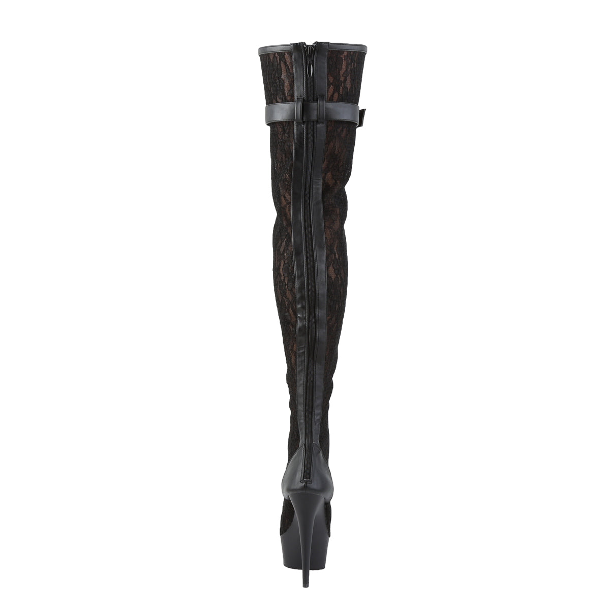Pleaser Stivali da donna DELIGHT-3025ml BLK Faux Pelle-Mesh-Lace / Blk Matte