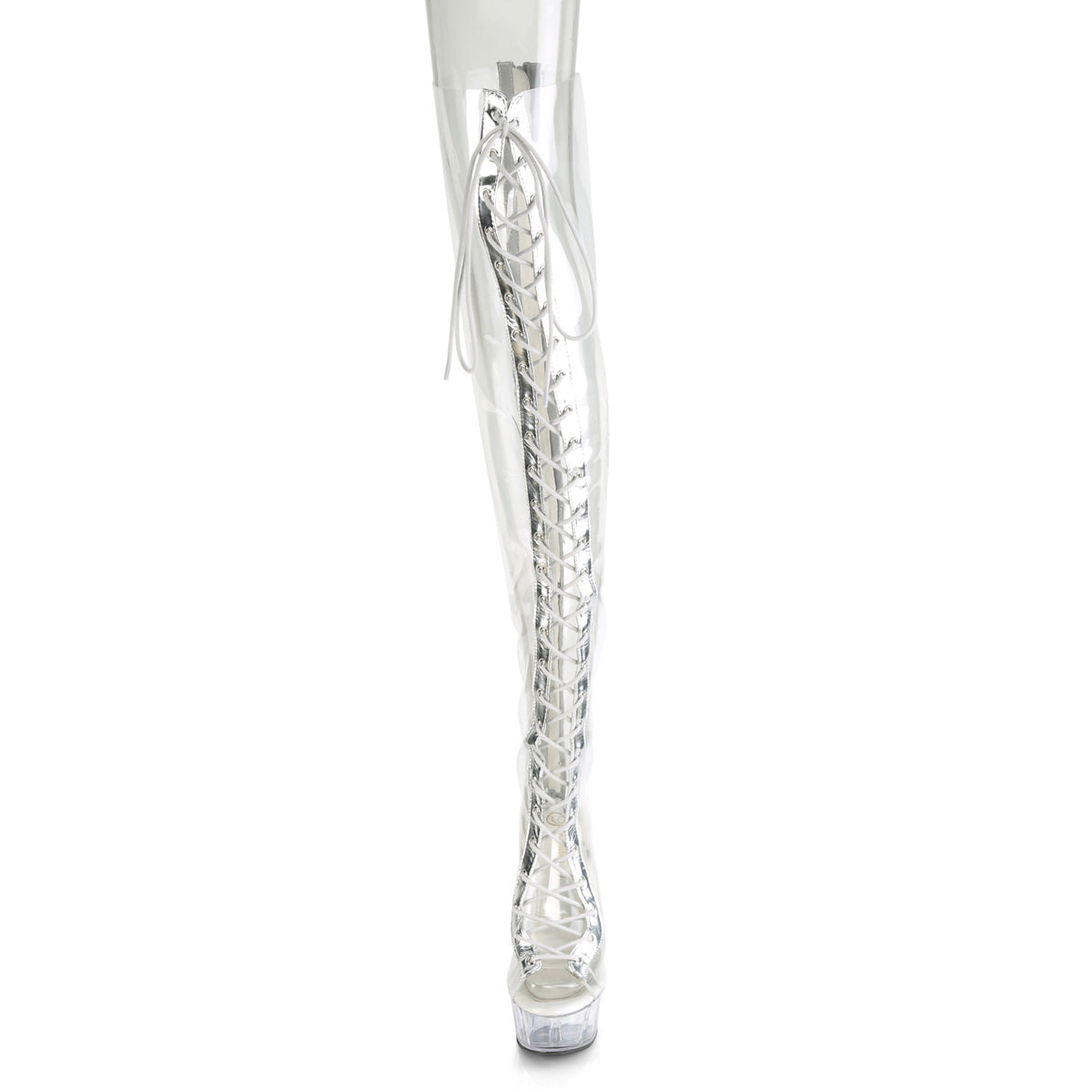 Pleaser Stivali da donna DELIGHT-3026 CLR-SLV metallo PU-TPU / CLR