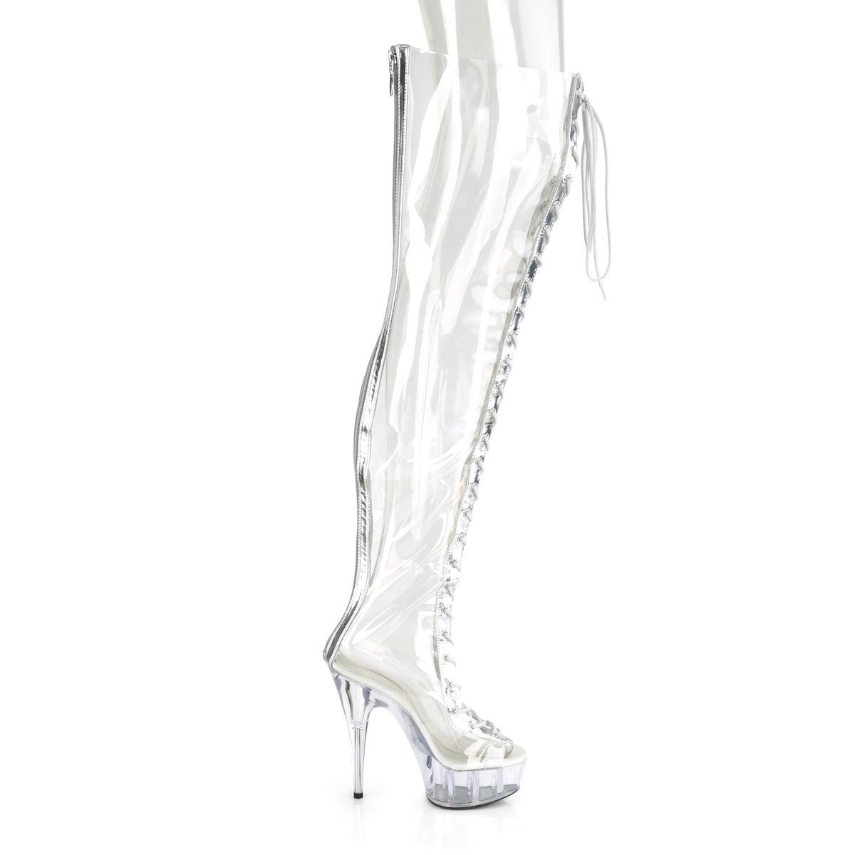 Pleaser Stivali da donna DELIGHT-3026 CLR-SLV metallo PU-TPU / CLR