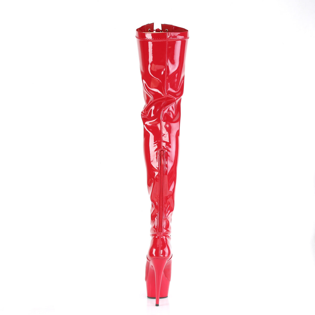 Pleaser Boots DELIGHT-3027 Red-Blk Str. Pat/Red