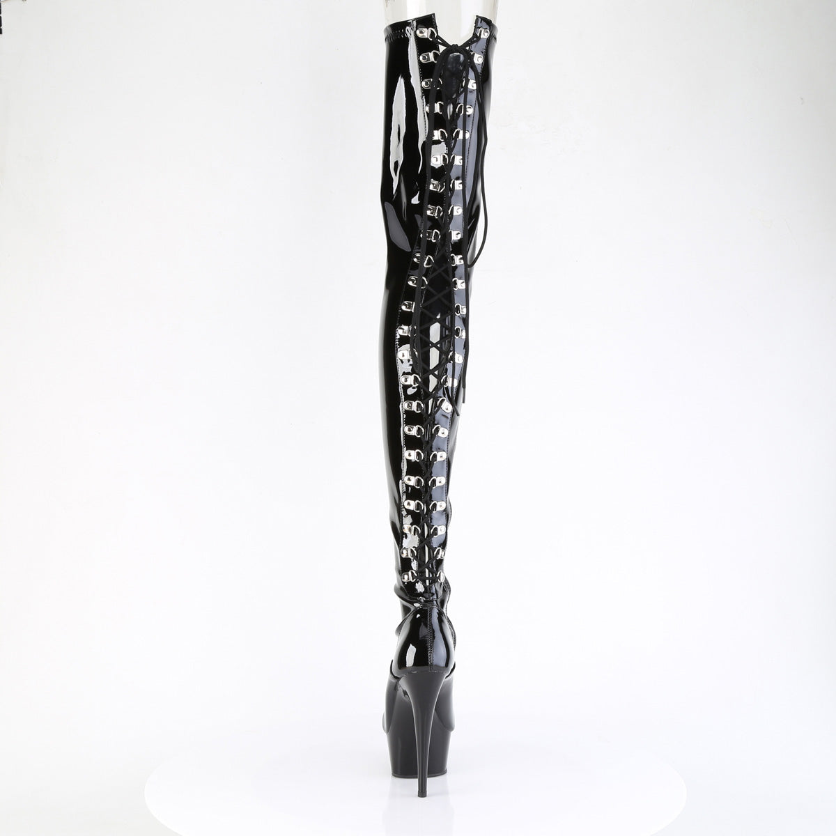Pleaser Women's Platform Shoes DELIGHT-4063 Blk Str Pat/Blk