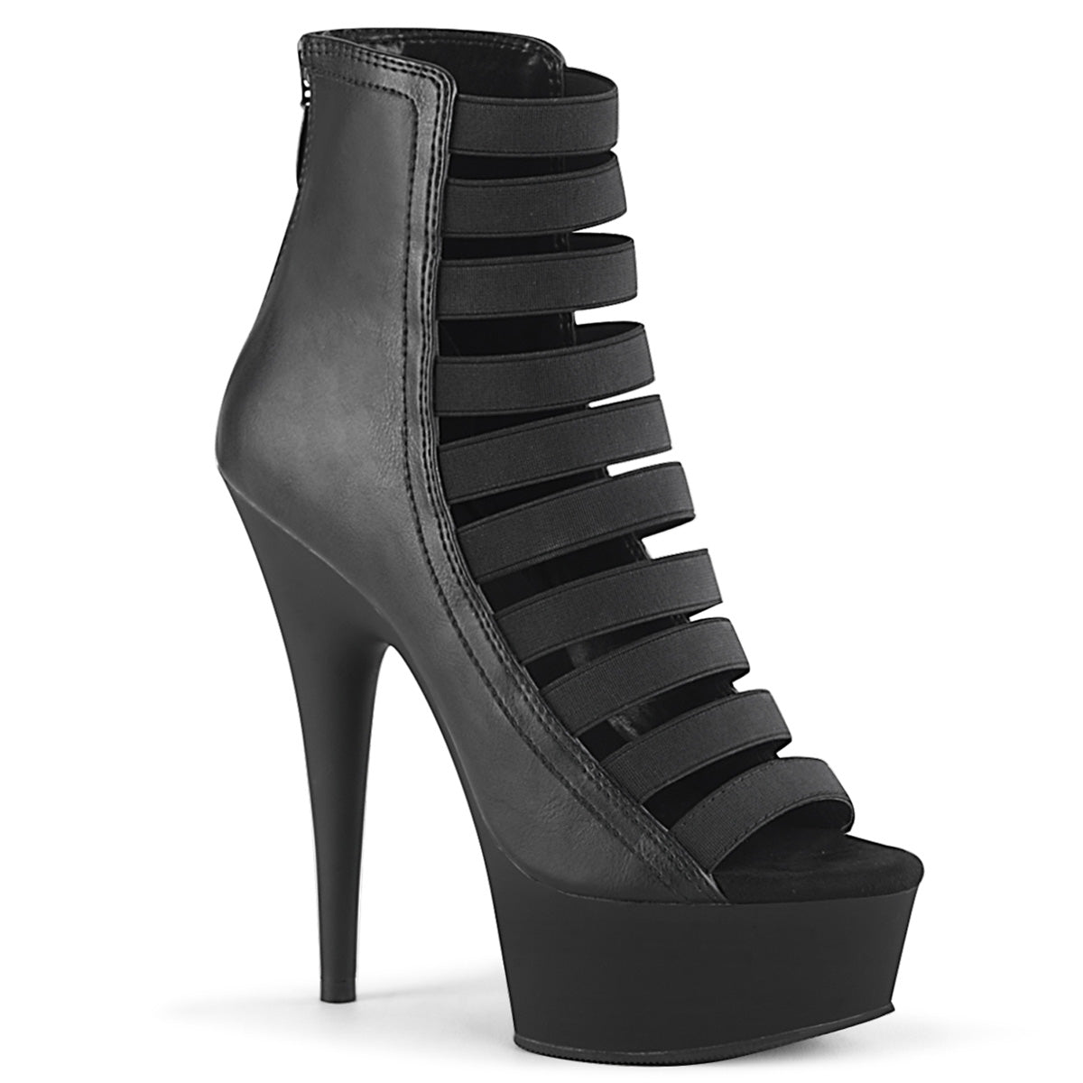 Pleaser Stivaletti da donna DELIGHT-600-13 BLK Elastic Band-Blk in ecopelle / BLK MA
