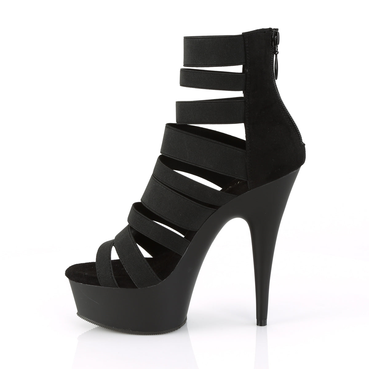 Pleaser Womens Sandals DELIGHT-600-17 Blk Elastic Band/Blk Matte