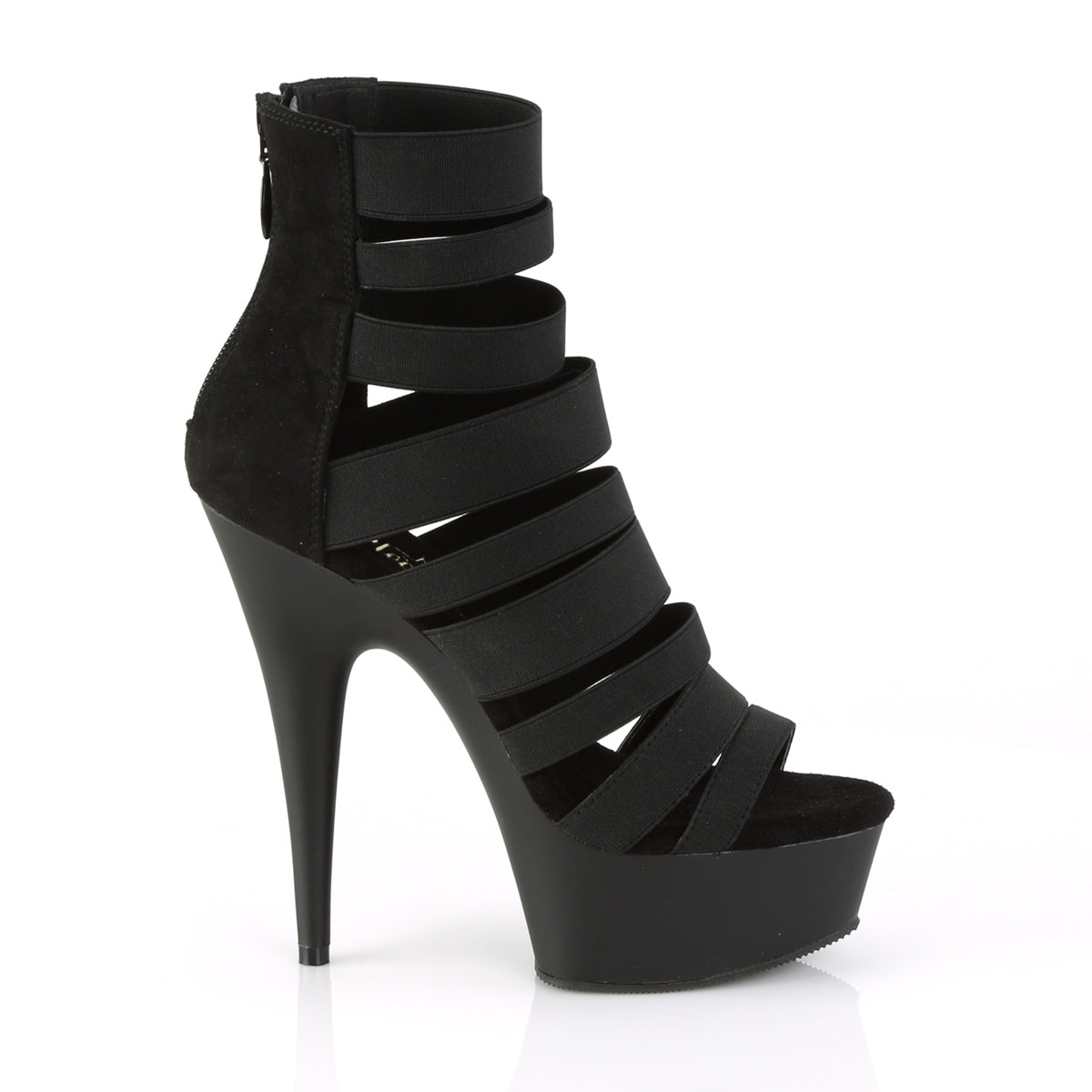 Pleaser Womens Sandals DELIGHT-600-17 Blk Elastic Band/Blk Matte