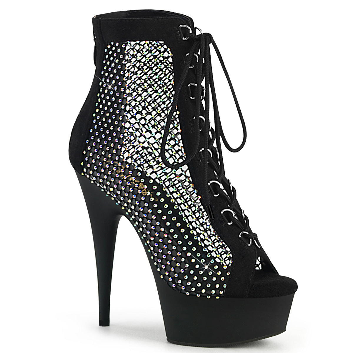 Pleaser Stivaletti DELIGHT-600-33RM BLK Faux Suede-RS Mesh / Blk Matte