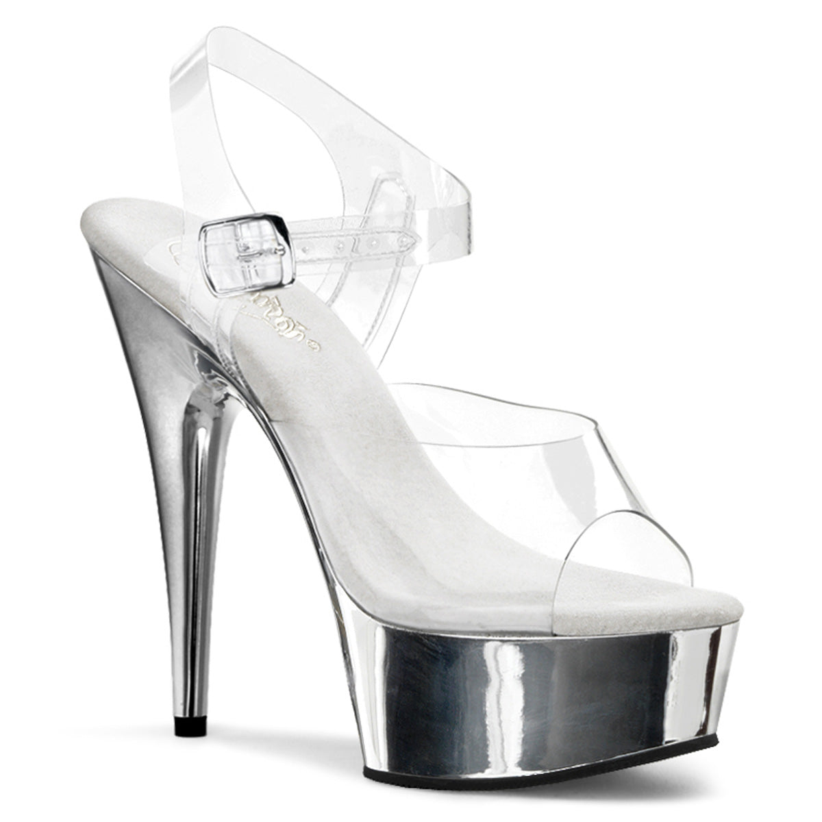 Pleaser Sandali da donna DELIGHT-608 CLR / SLV Chrome