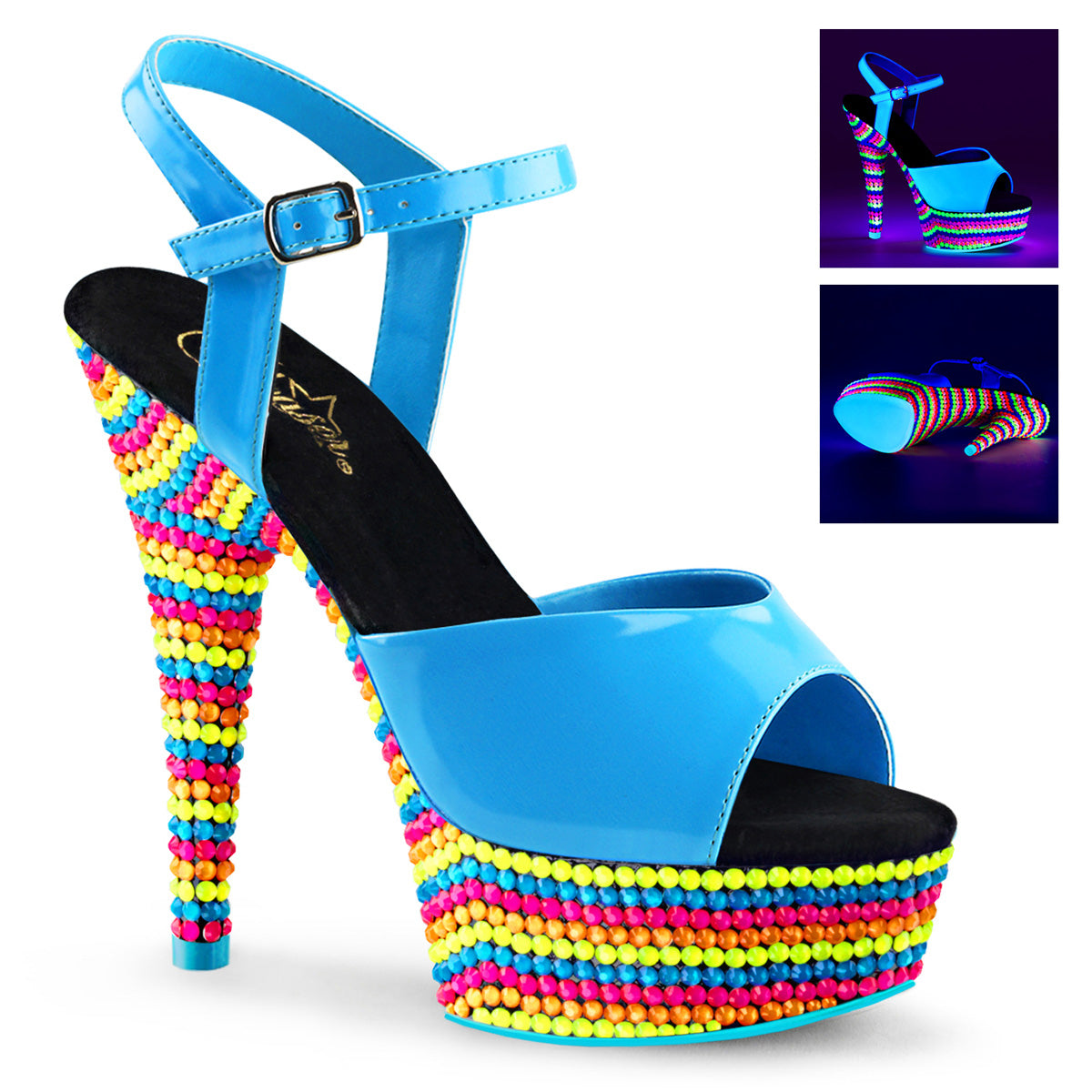Pleaser Sandali da donna DELIGHT-609RBS NEON BLU BLU / NEON MULTI
